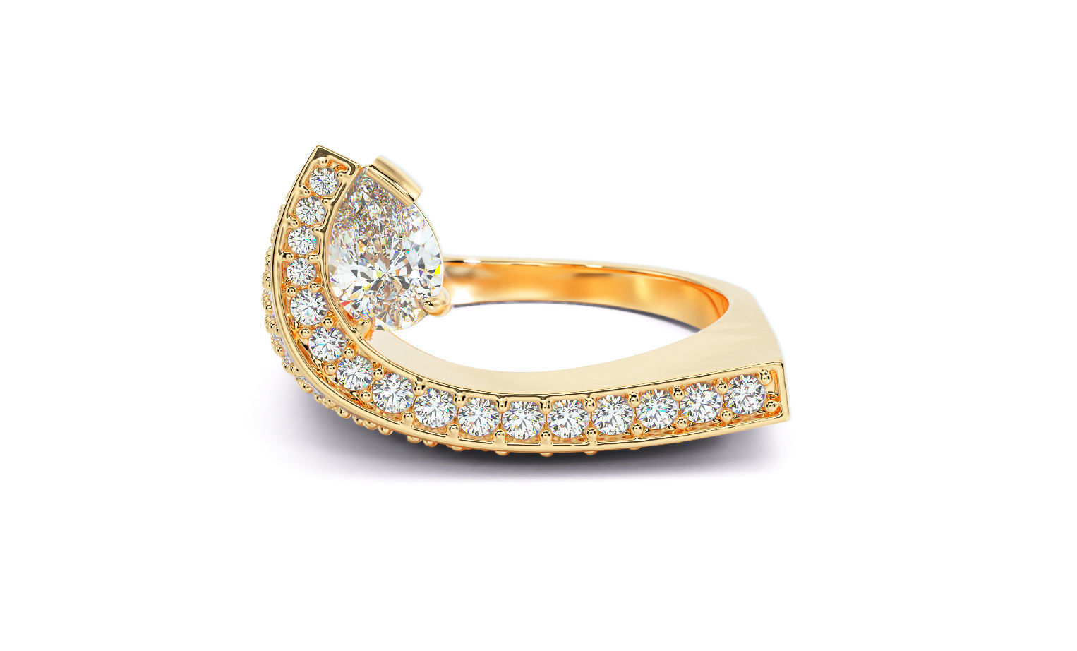 gold fashion diamonds ring 3D print model_6
