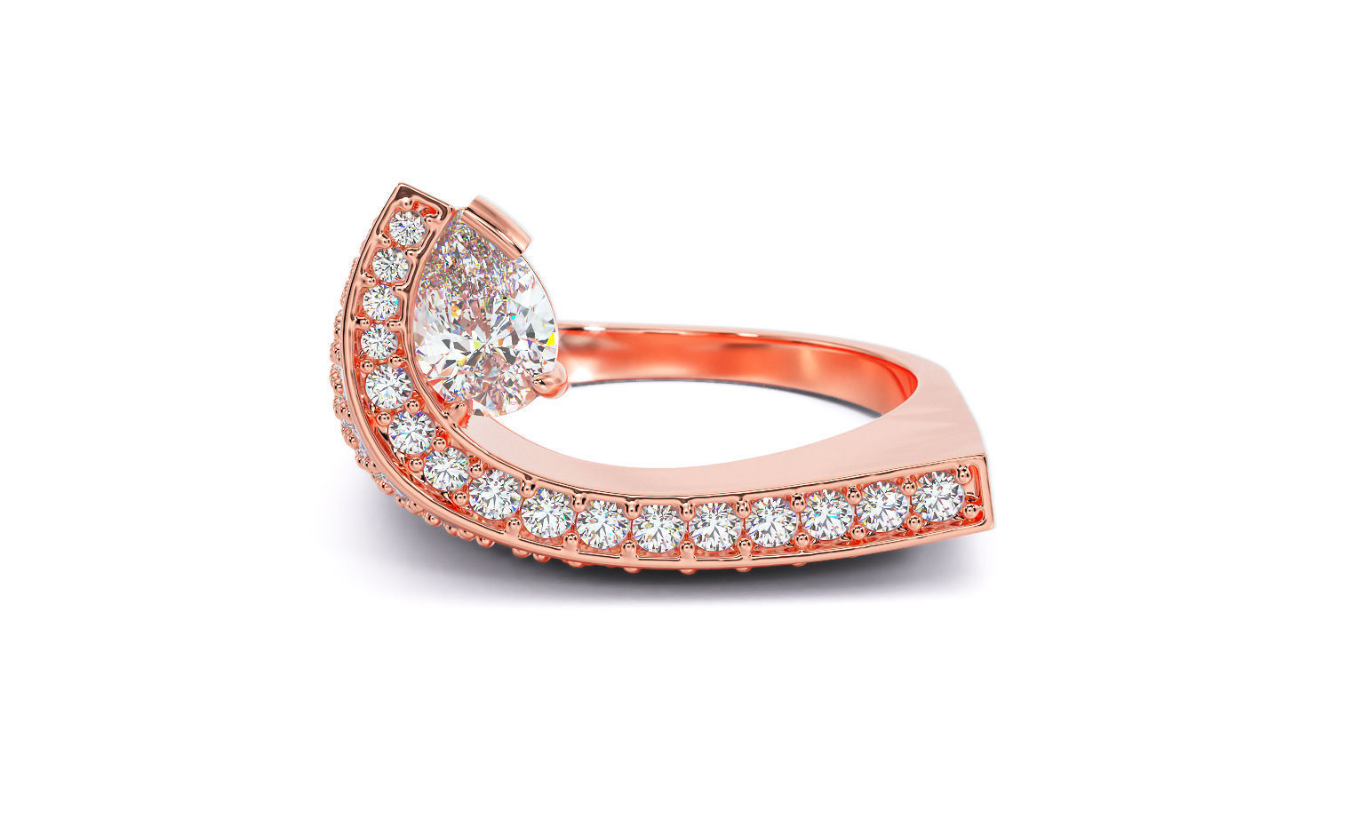 gold fashion diamonds ring 3D print model_16