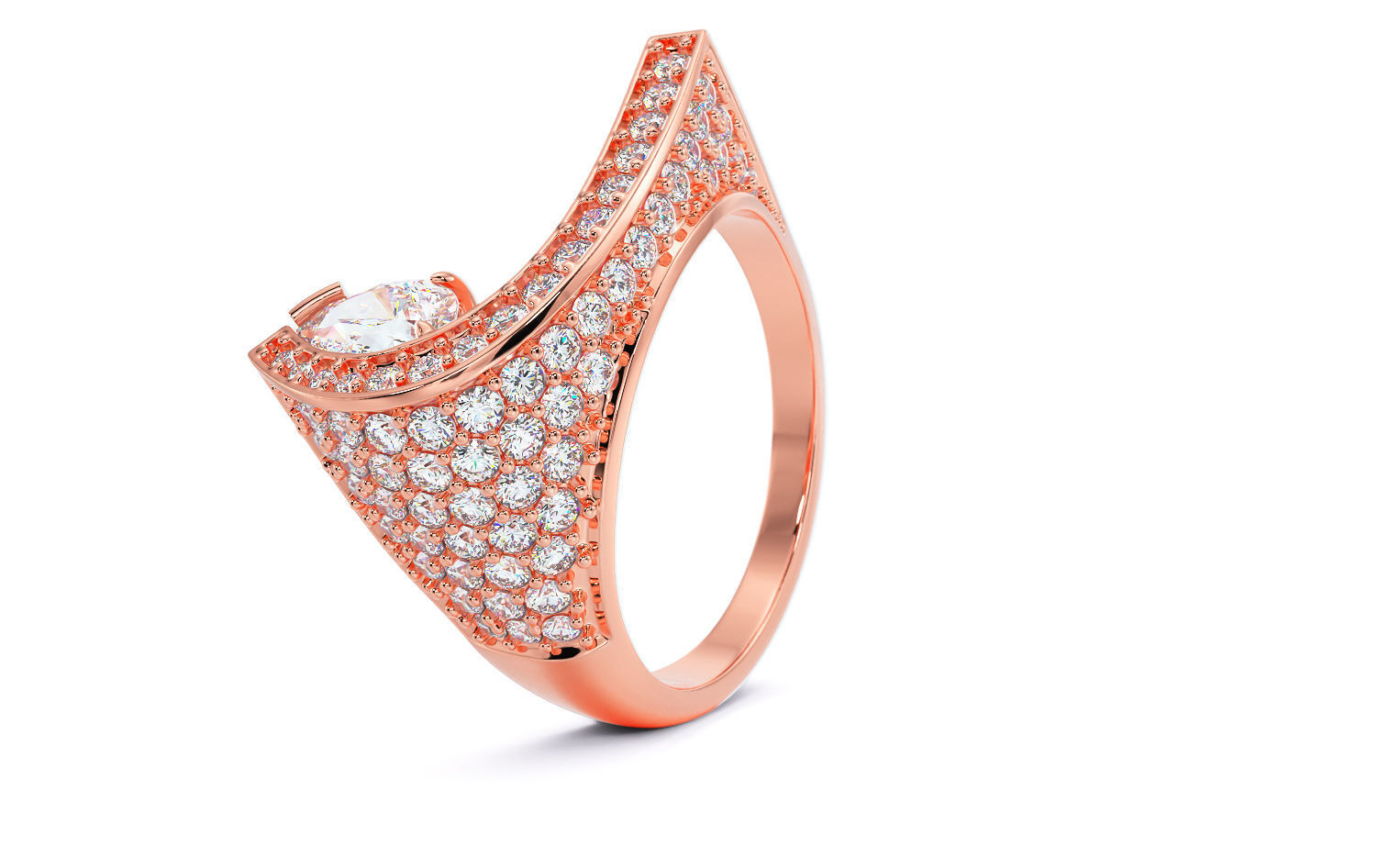 gold fashion diamonds ring 3D print model_15