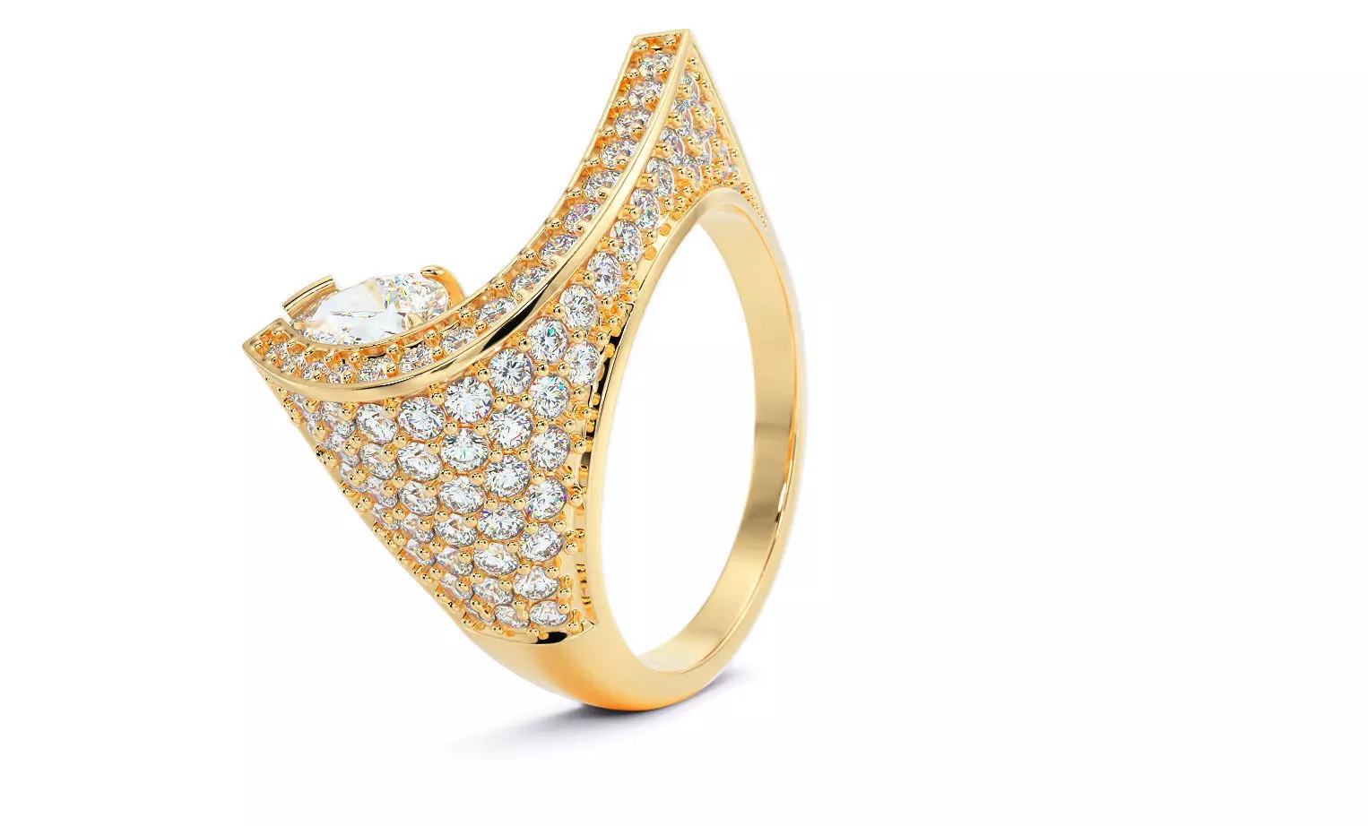 gold fashion diamonds ring 3D print model_0