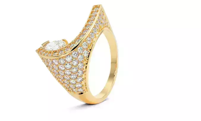 gold fashion diamonds ring 3D print model