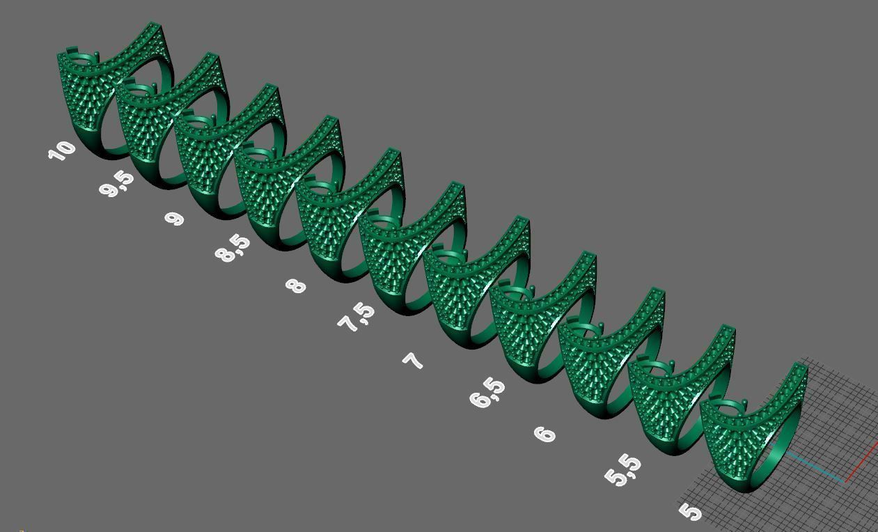 gold fashion diamonds ring 3D print model_1