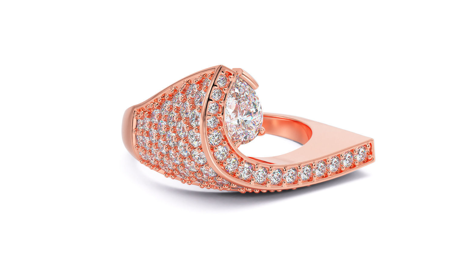 gold fashion diamonds ring 3D print model_17