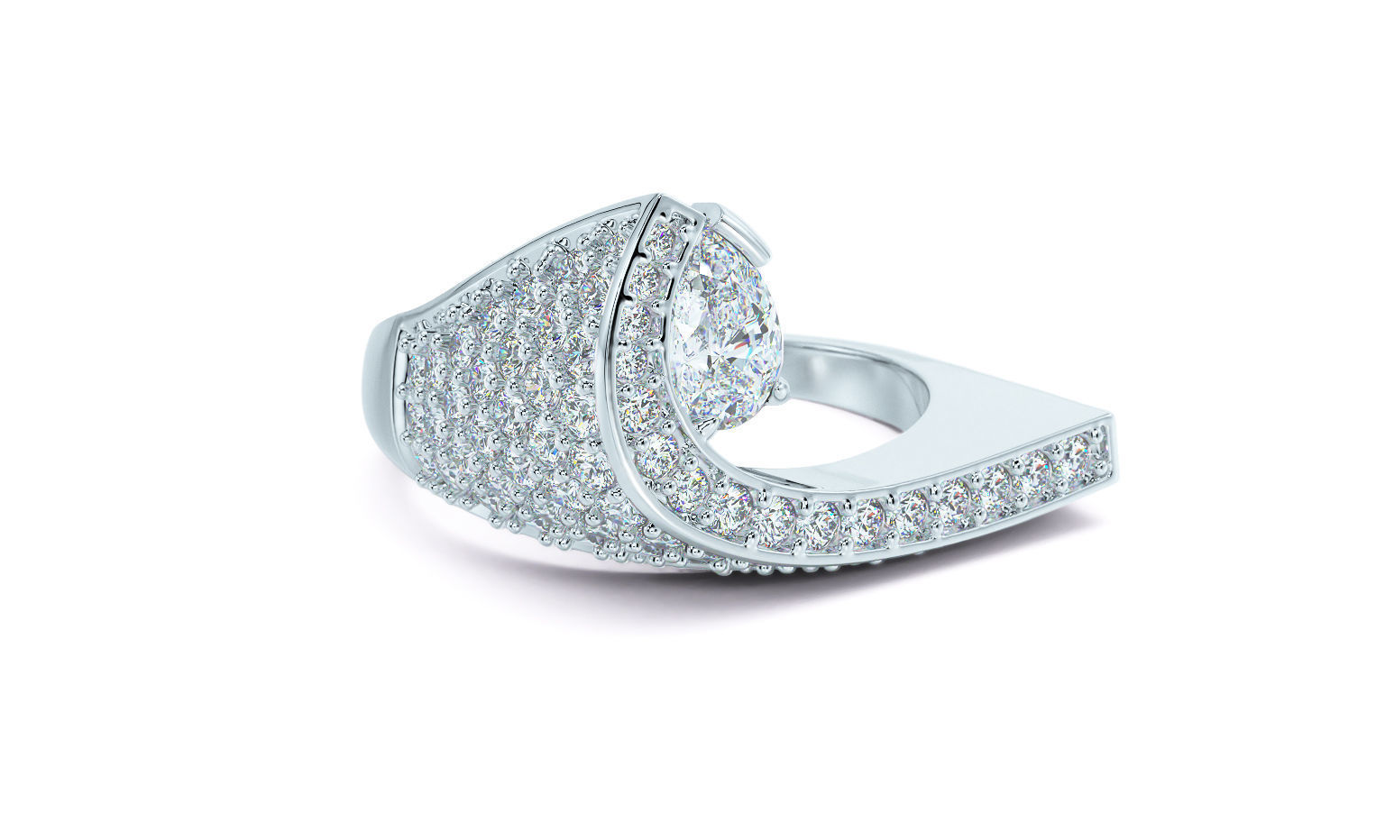 gold fashion diamonds ring 3D print model_12