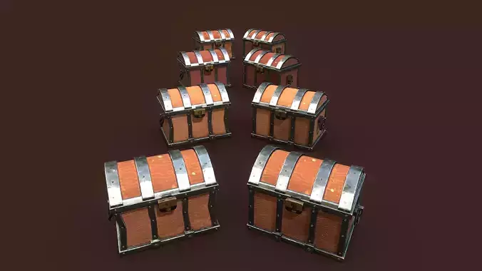 Stylized PBR Chests Pack Low-poly 3D model