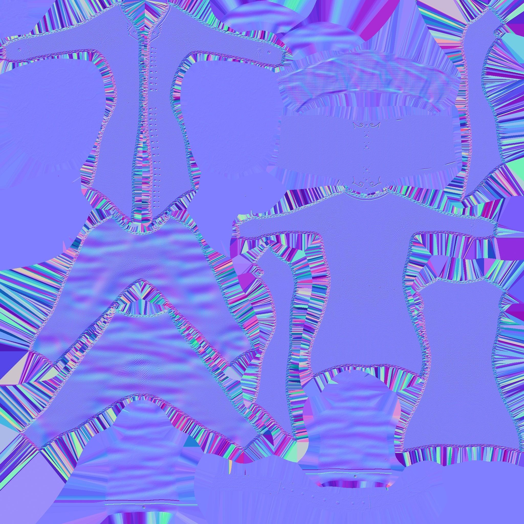 Pirate Female Costume 02 - Black Red - Character Design Fashion Low-poly 3D model_21