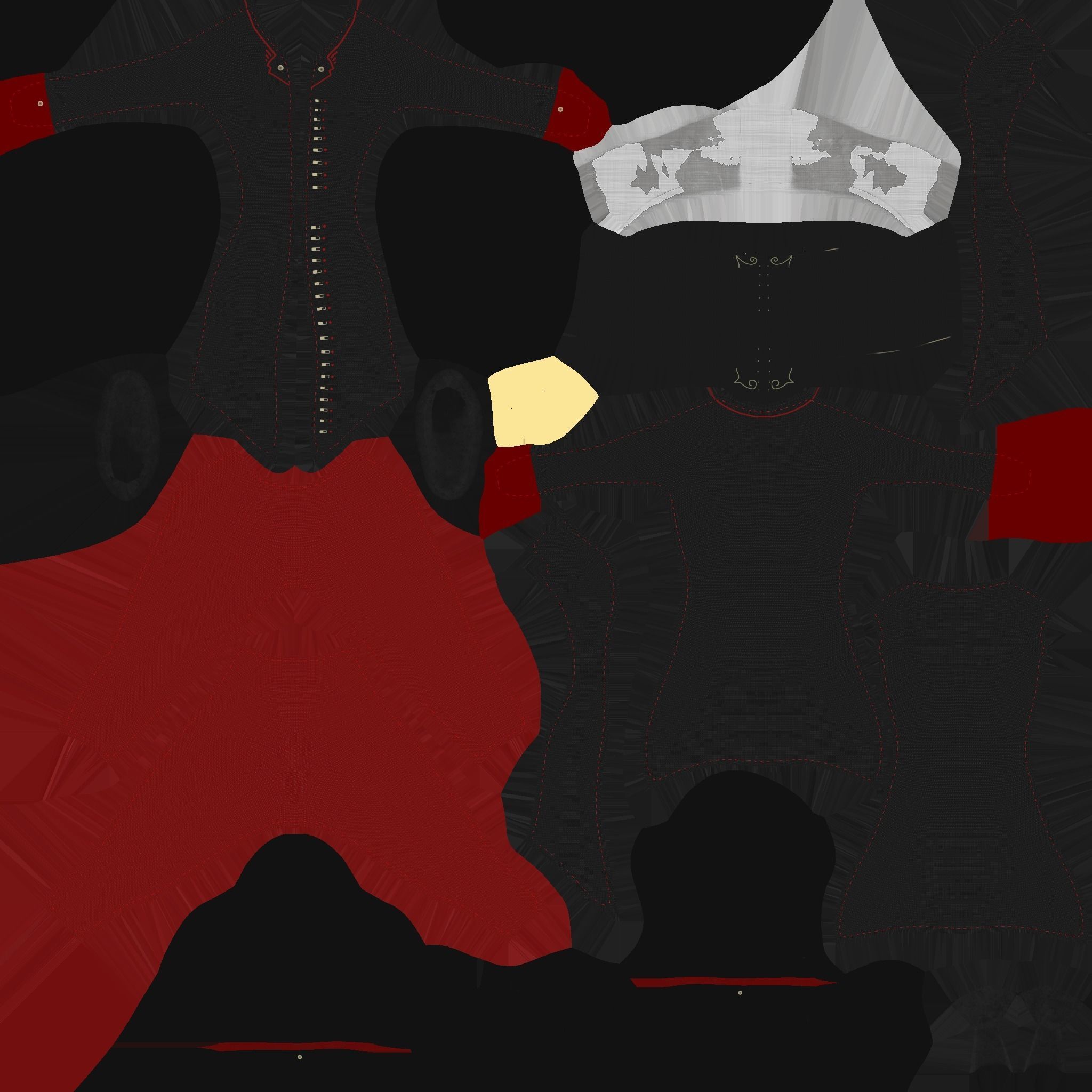 Pirate Female Costume 02 - Black Red - Character Design Fashion Low-poly 3D model_18