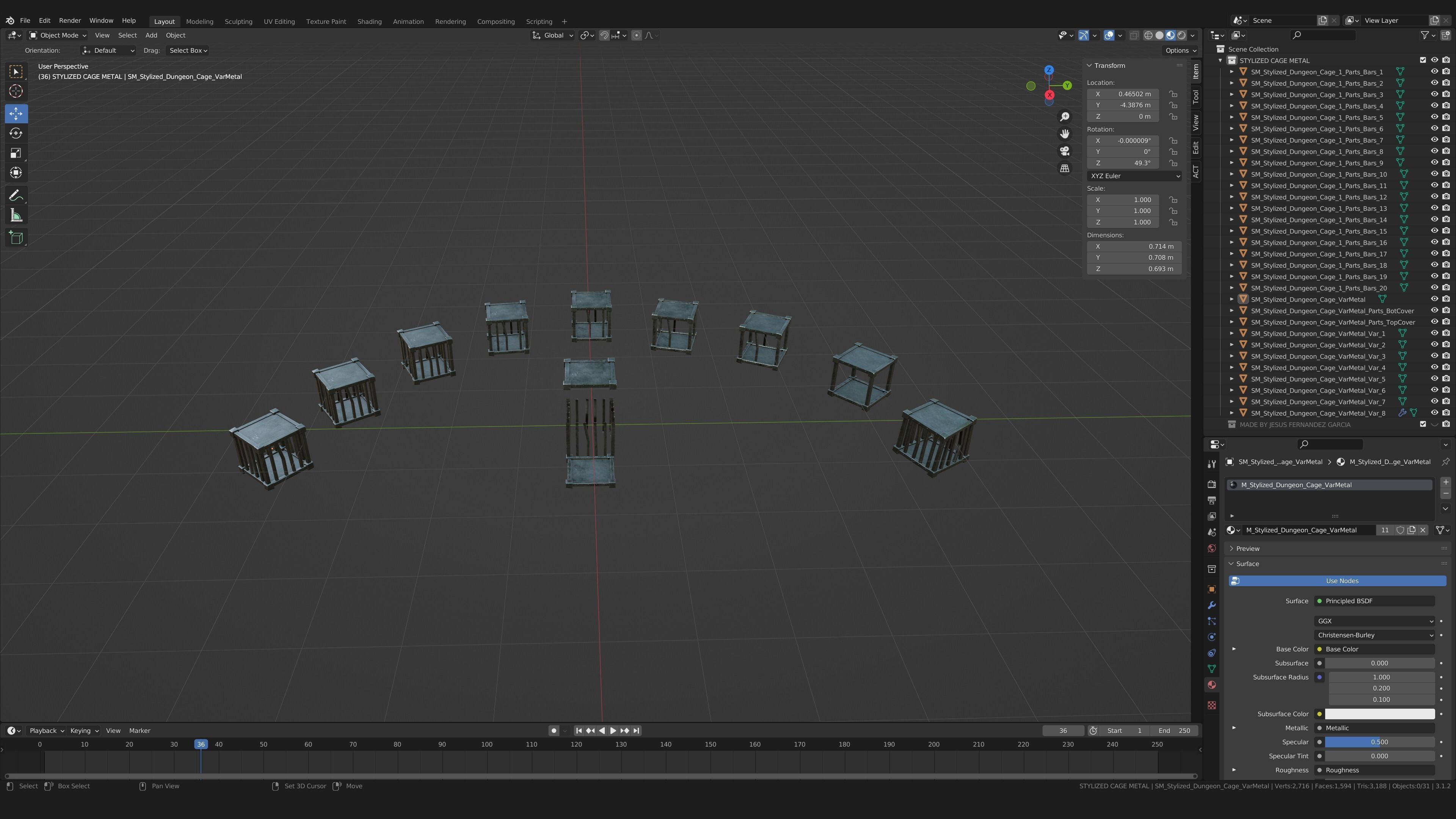 Stylized PBR Cage Metal Low-poly 3D model_4
