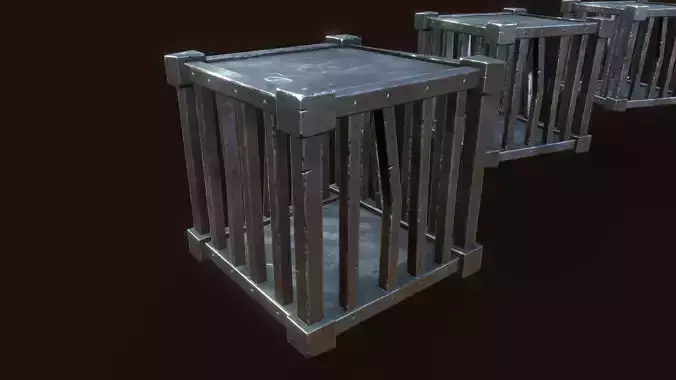 Stylized PBR Cage Metal Low-poly 3D model