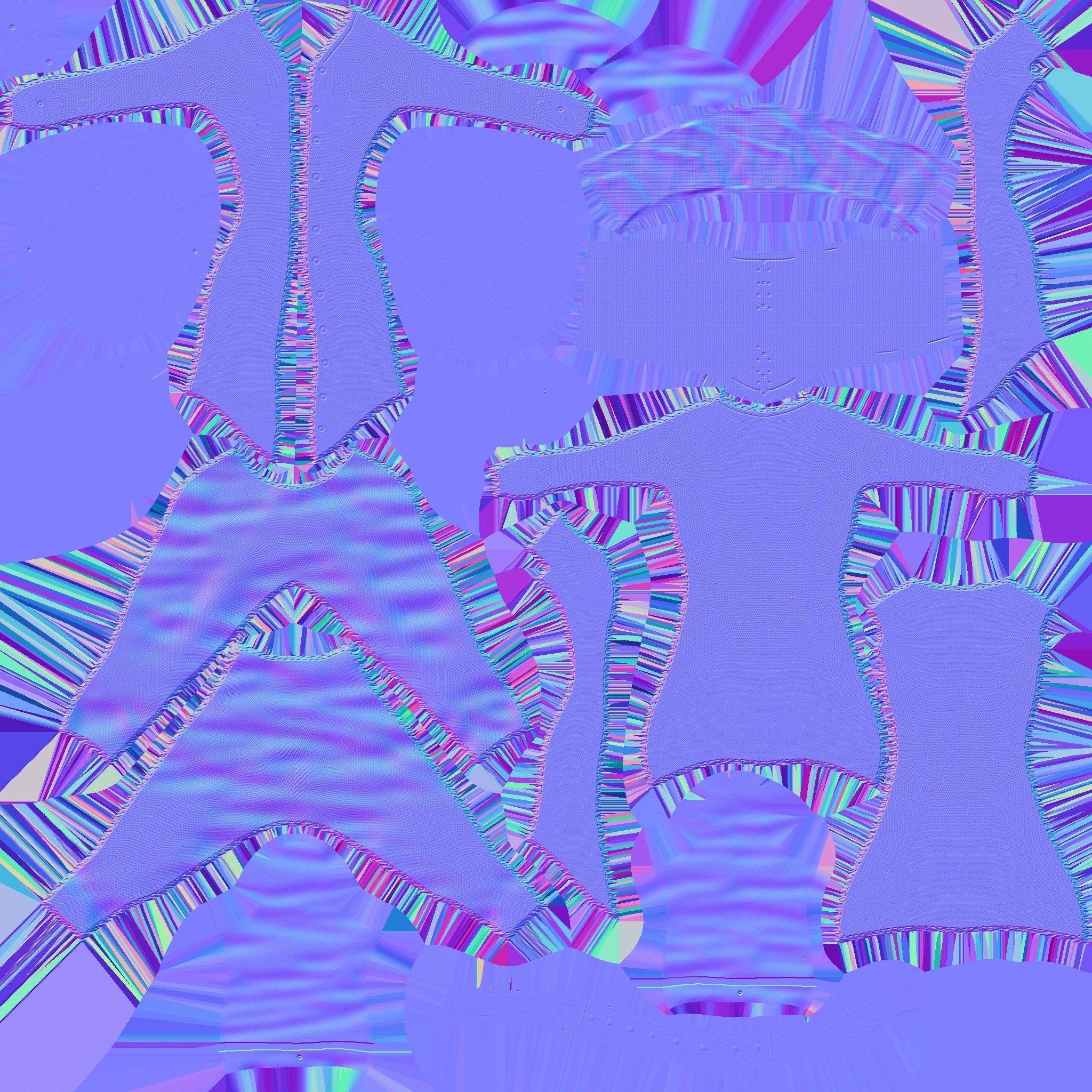 Pirate Female Costume 03 Blue Red - Character Design Fashion Low-poly 3D model_21