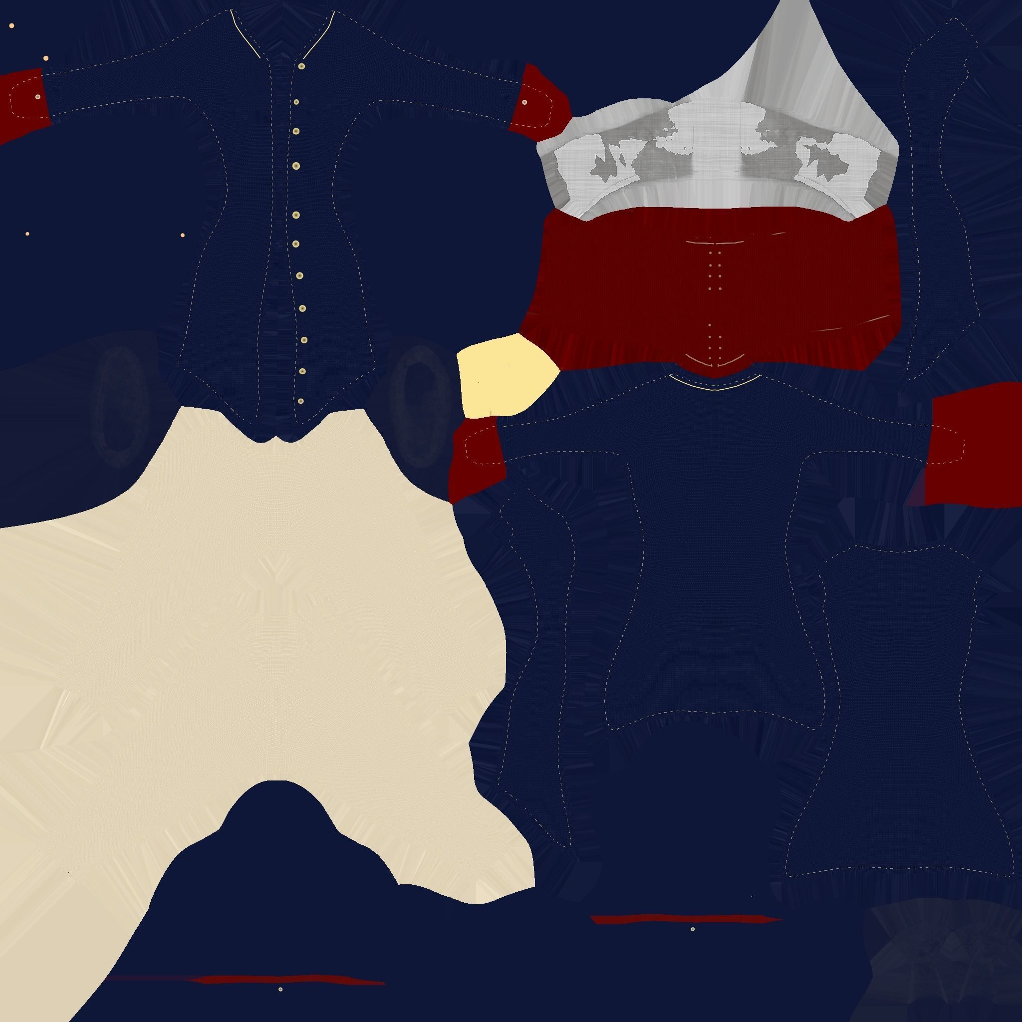 Pirate Female Costume 03 Blue Red - Character Design Fashion Low-poly 3D model_18