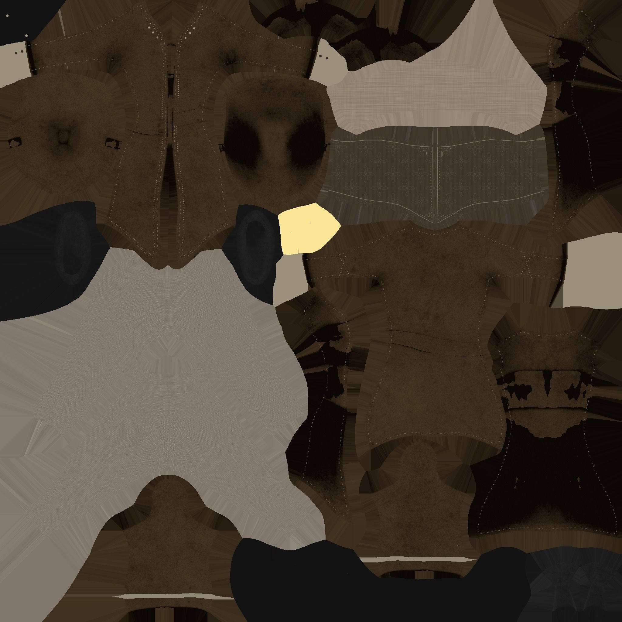 Pirate Female Costume 04 Full Brown - Character Design Fashion Low-poly 3D model_18