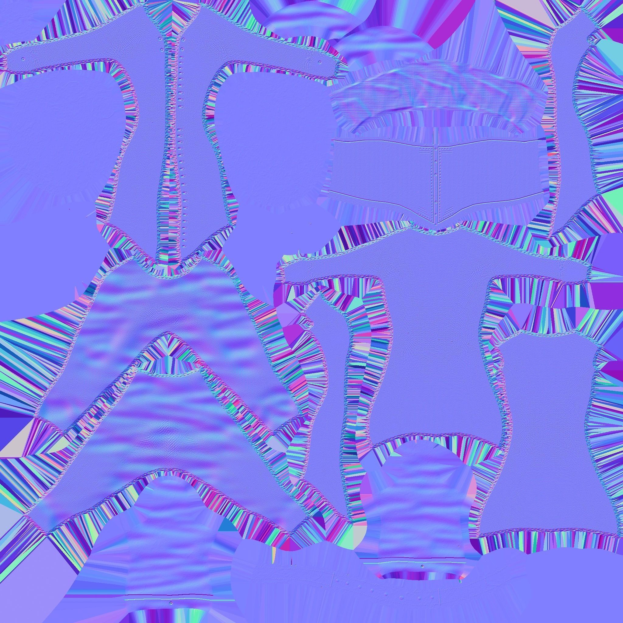 Pirate Female Costume 05 White Blue- Character Design Fashion Low-poly 3D model_21