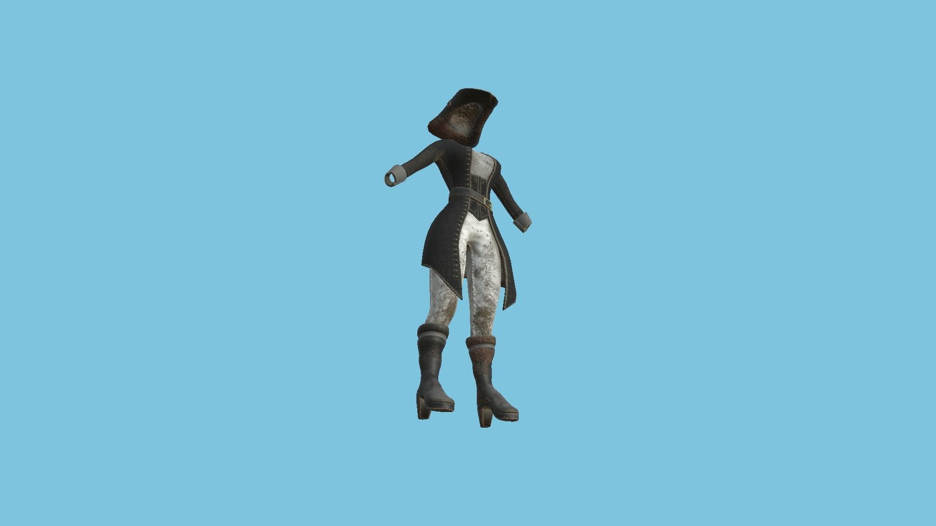 Pirate Female Costume 07 Dirt - Character Design Fashion Low-poly 3D model_2