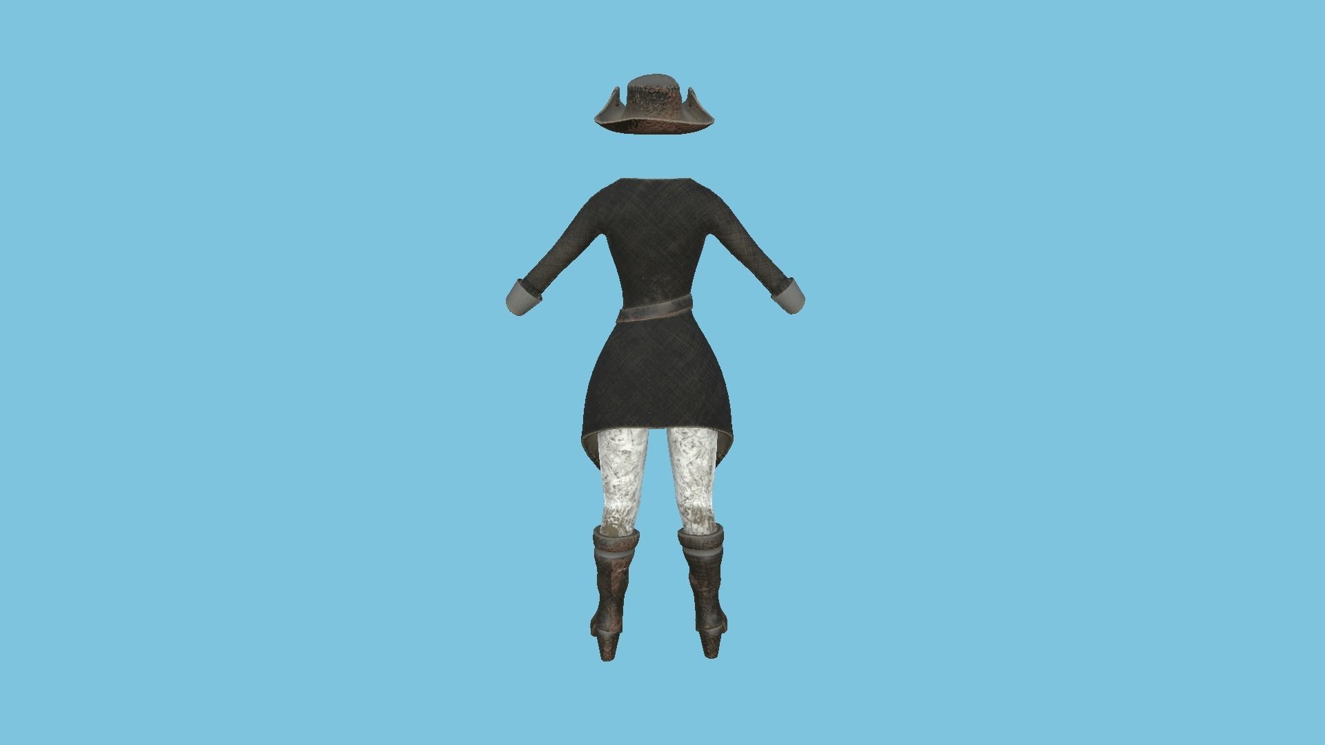 Pirate Female Costume 07 Dirt - Character Design Fashion Low-poly 3D model_5