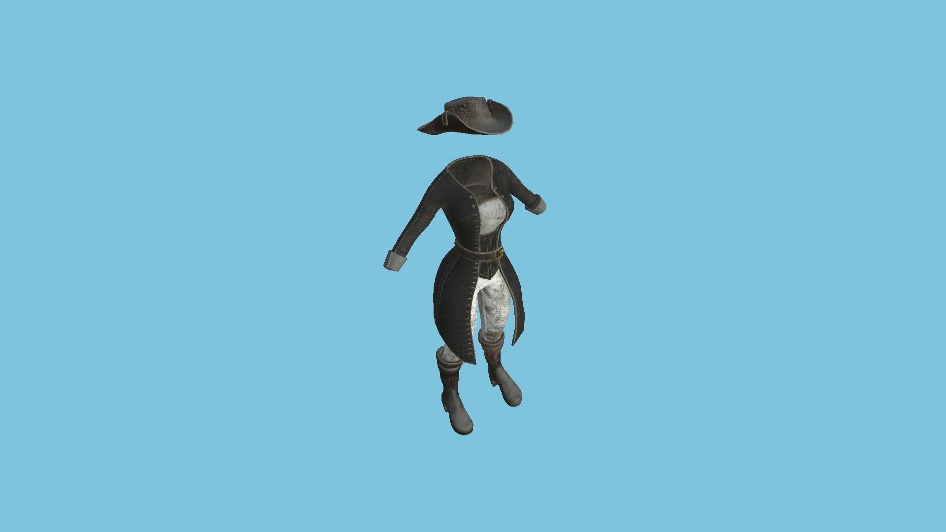 Pirate Female Costume 07 Dirt - Character Design Fashion Low-poly 3D model_3