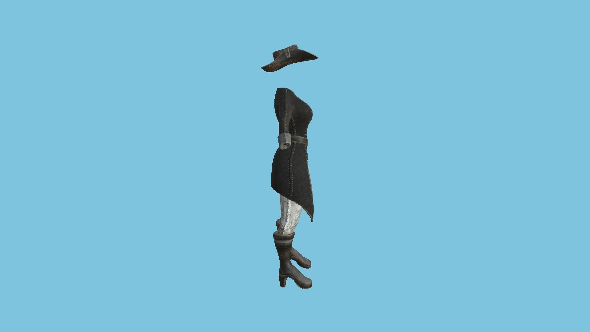 Pirate Female Costume 07 Dirt - Character Design Fashion Low-poly 3D model_4