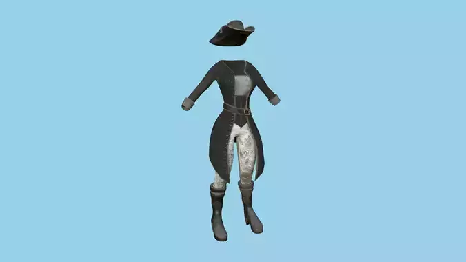 Pirate Female Costume 07 Dirt - Character Design Fashion Low-poly 3D model