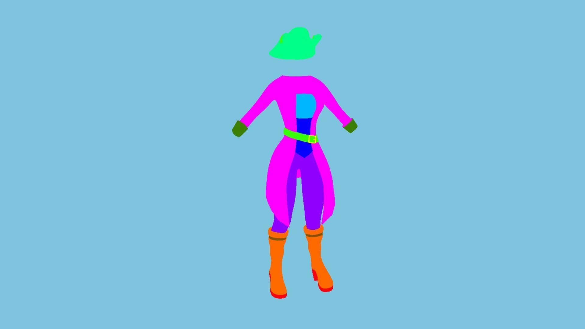 Pirate Female Costume 07 Dirt - Character Design Fashion Low-poly 3D model_11