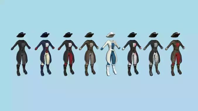 08 Pirate Female Costumes - Character Design Fashion 3D Model Collection