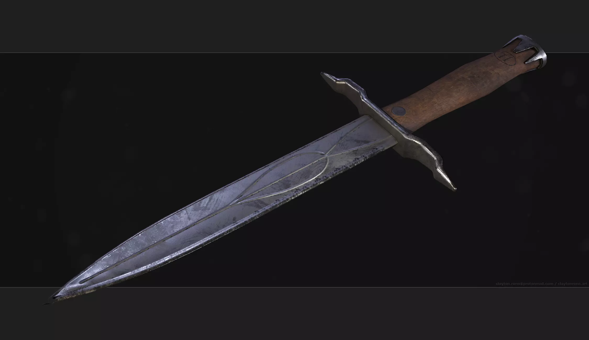 Iron Dagger Free low-poly 3D model_0