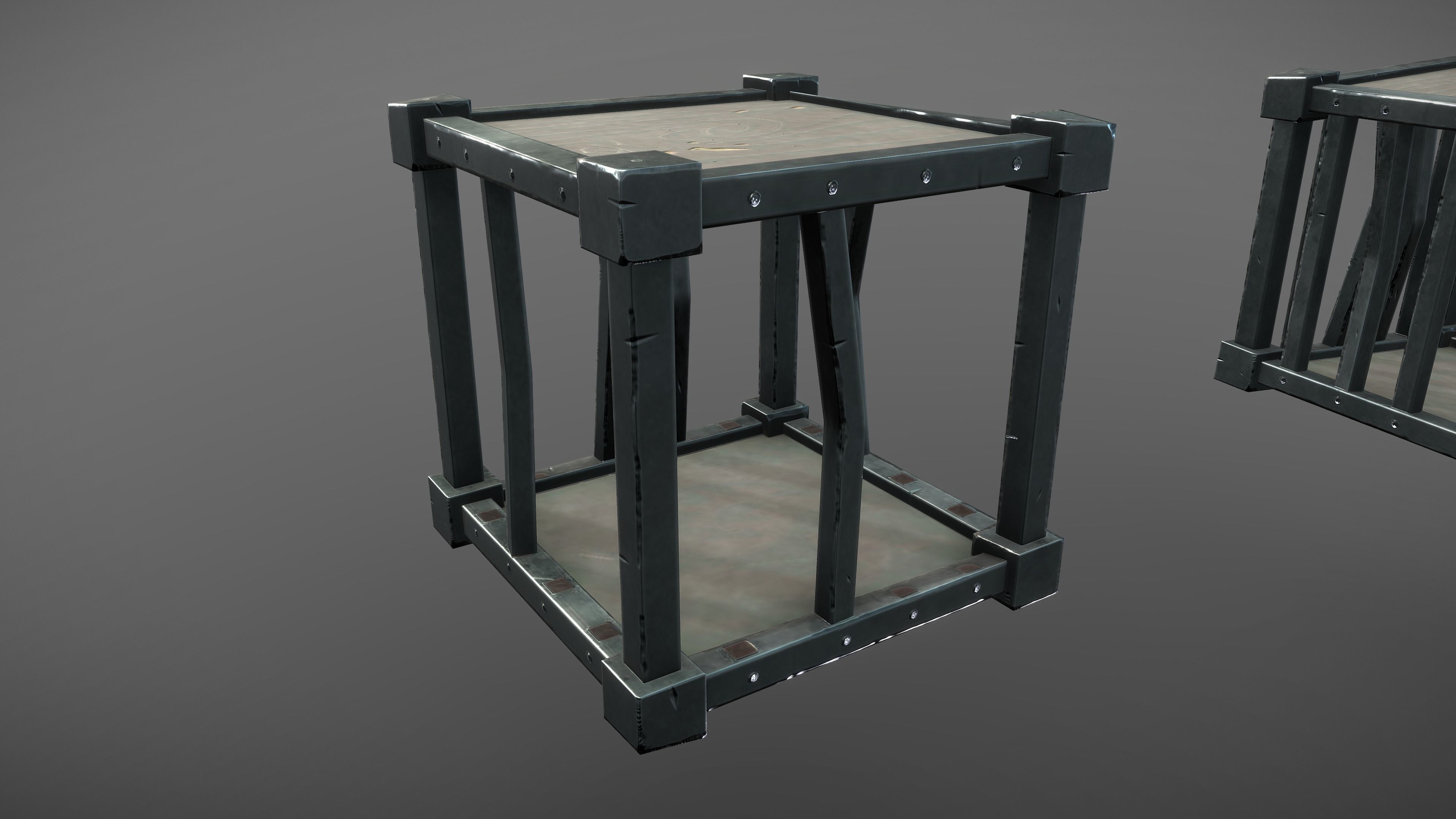 Stylized PBR Cage Wood Metal Low-poly 3D model_5