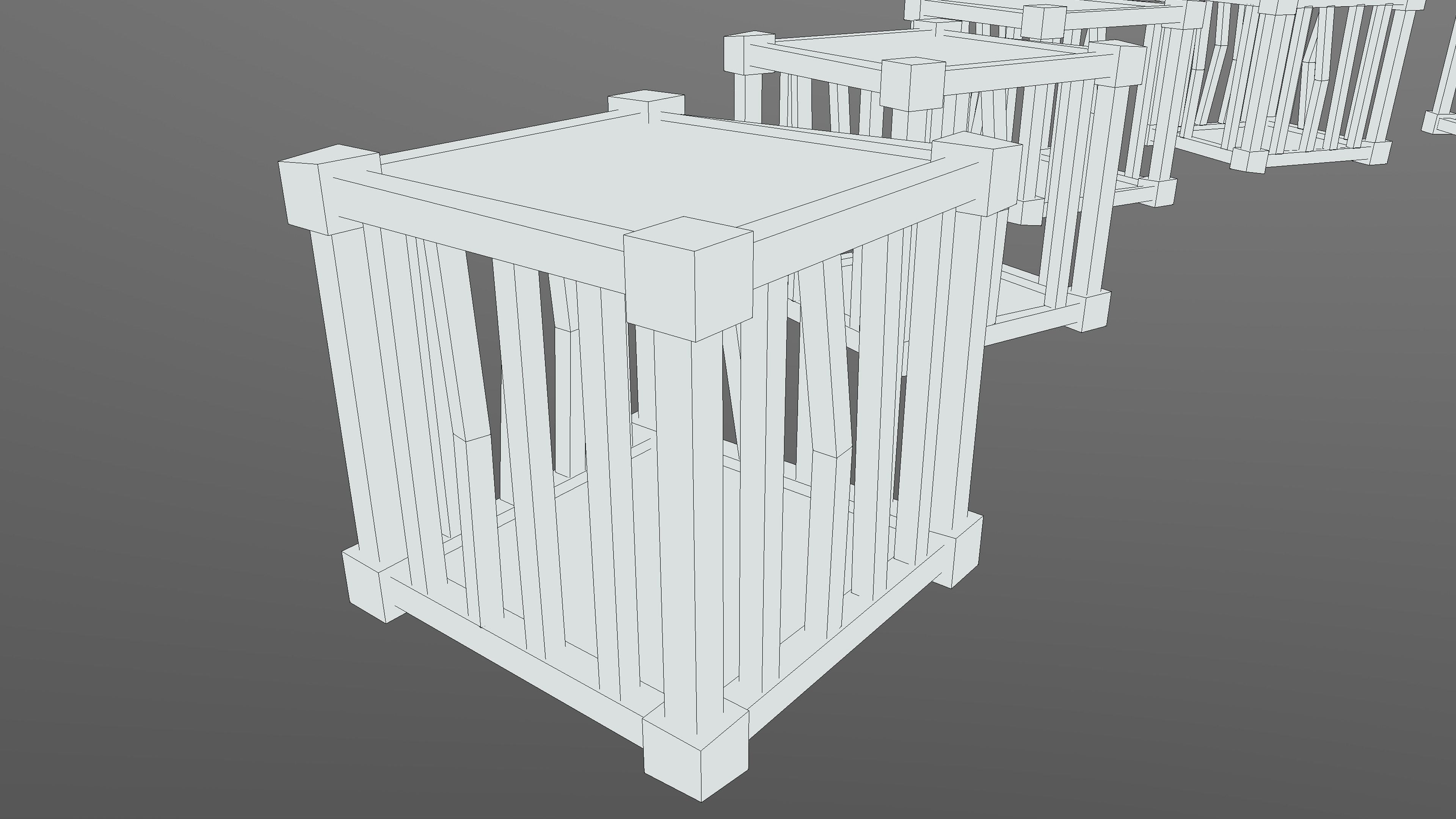 Stylized PBR Cage Wood Metal Low-poly 3D model_4