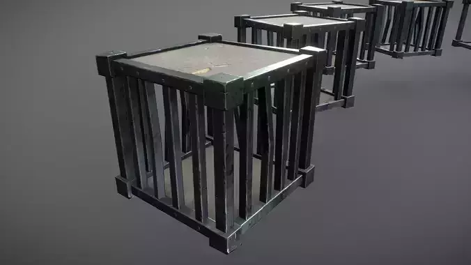 Stylized PBR Cage Wood Metal Low-poly 3D model