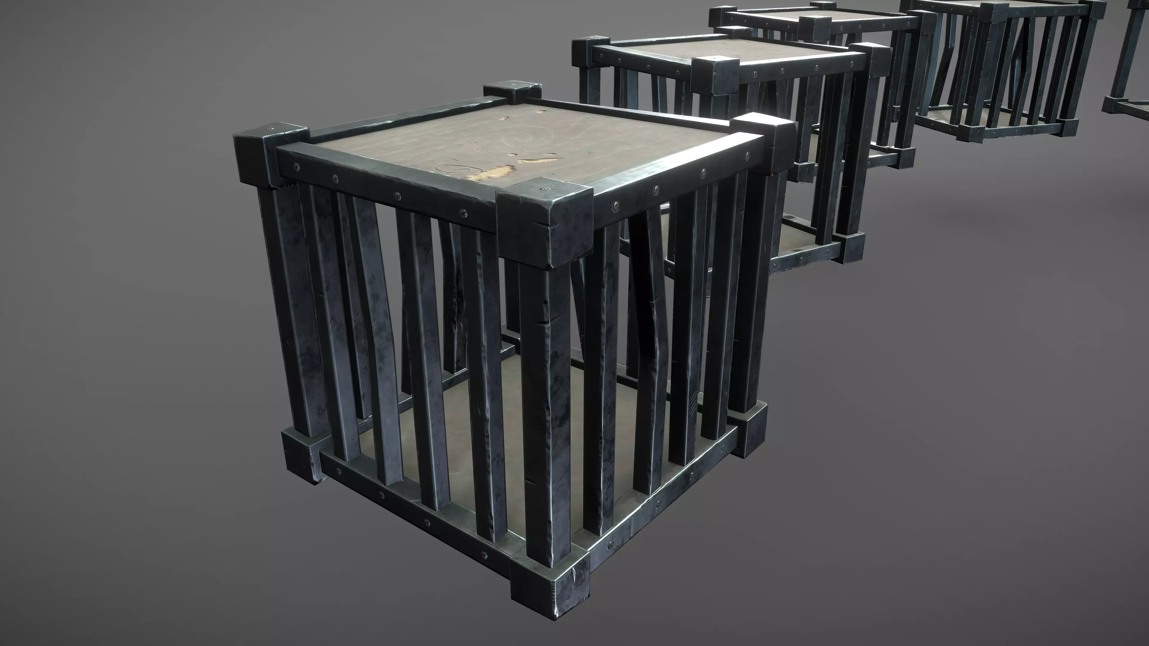 Stylized PBR Cage Wood Metal Low-poly 3D model_0