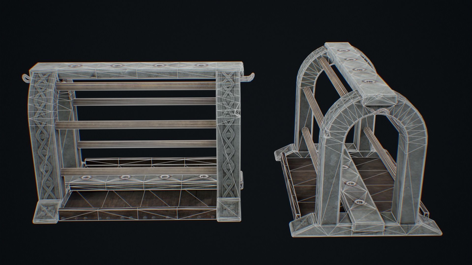 Medieval Weapon Rack -PBR- Game Ready Low-poly 3D model_6