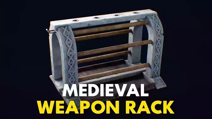 Medieval Weapon Rack -PBR- Game Ready Low-poly 3D model