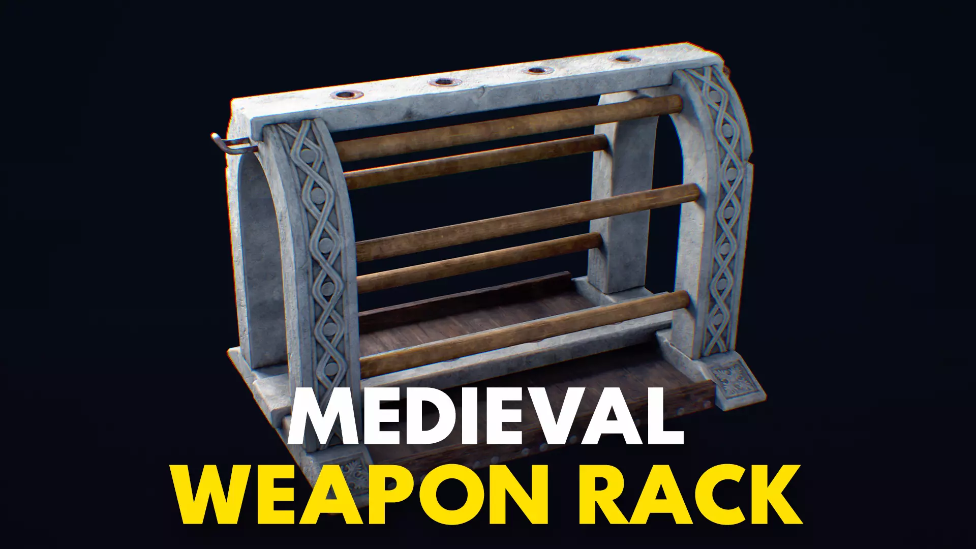 Medieval Weapon Rack -PBR- Game Ready Low-poly 3D model_0