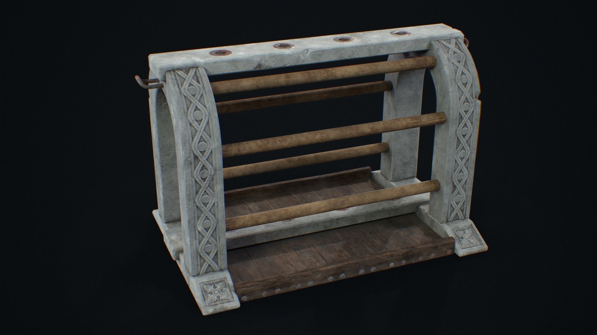 Medieval Weapon Rack -PBR- Game Ready Low-poly 3D model_1