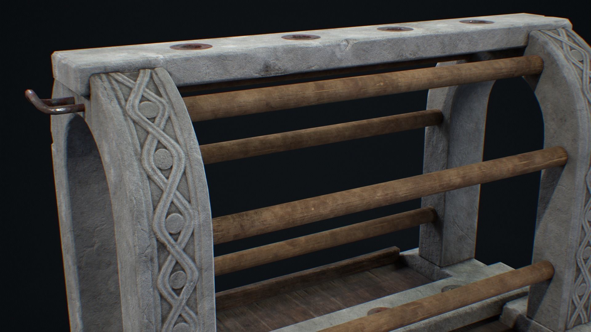Medieval Weapon Rack -PBR- Game Ready Low-poly 3D model_2
