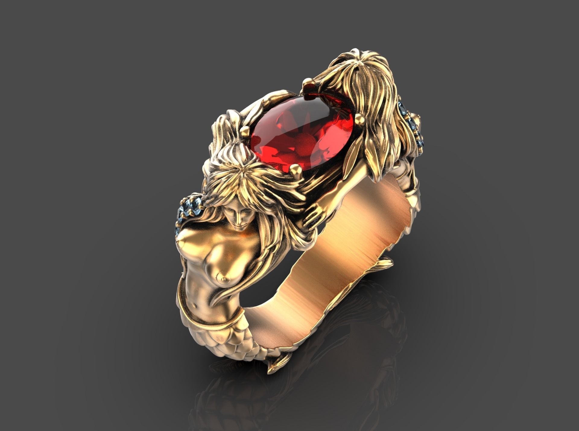 Mermaid ring 3D print model_2