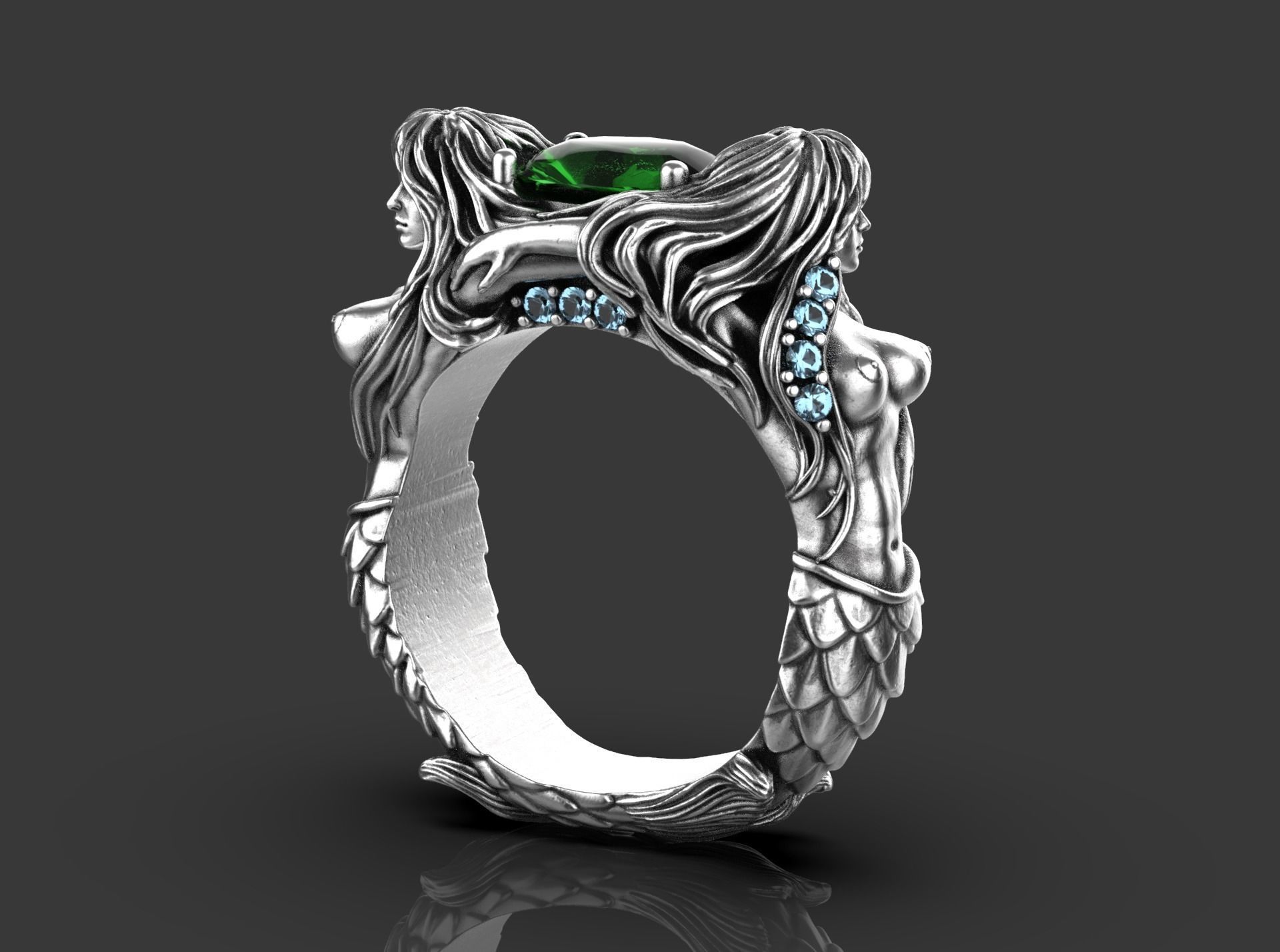 Mermaid ring 3D print model_4
