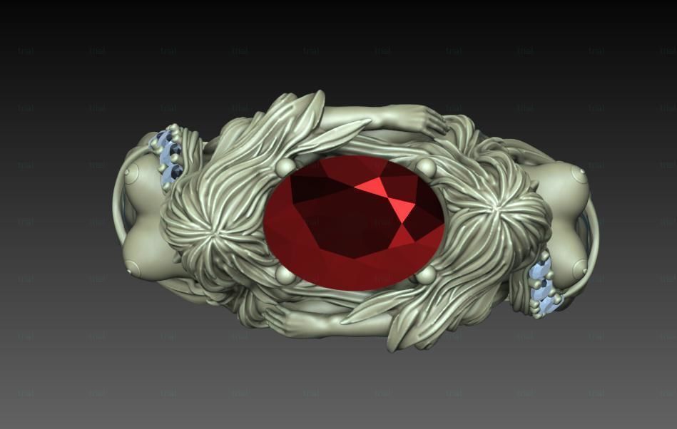 Mermaid ring 3D print model_11