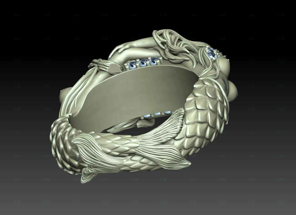 Mermaid ring 3D print model_8