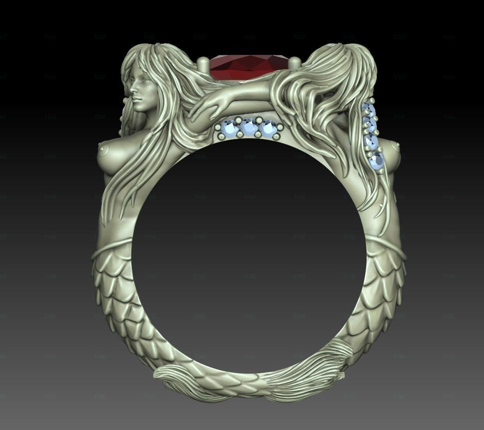Mermaid ring 3D print model_6
