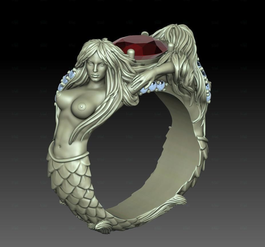 Mermaid ring 3D print model_10