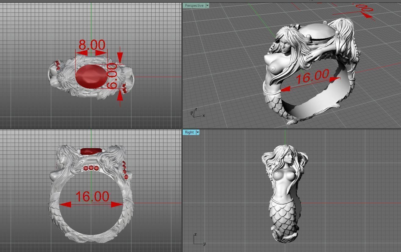 Mermaid ring 3D print model_13