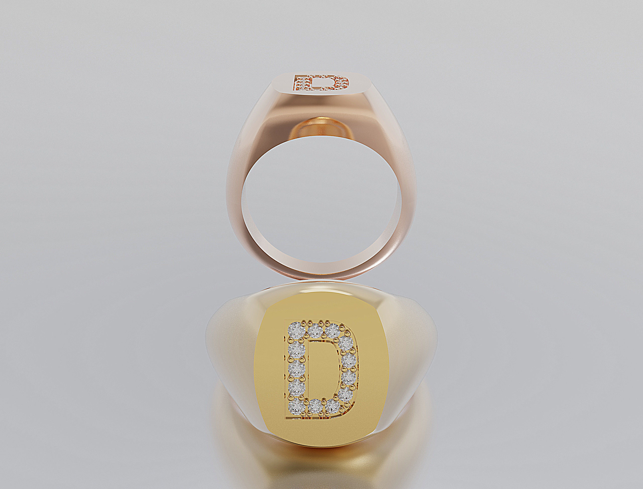Letter Ring 3D print model_1