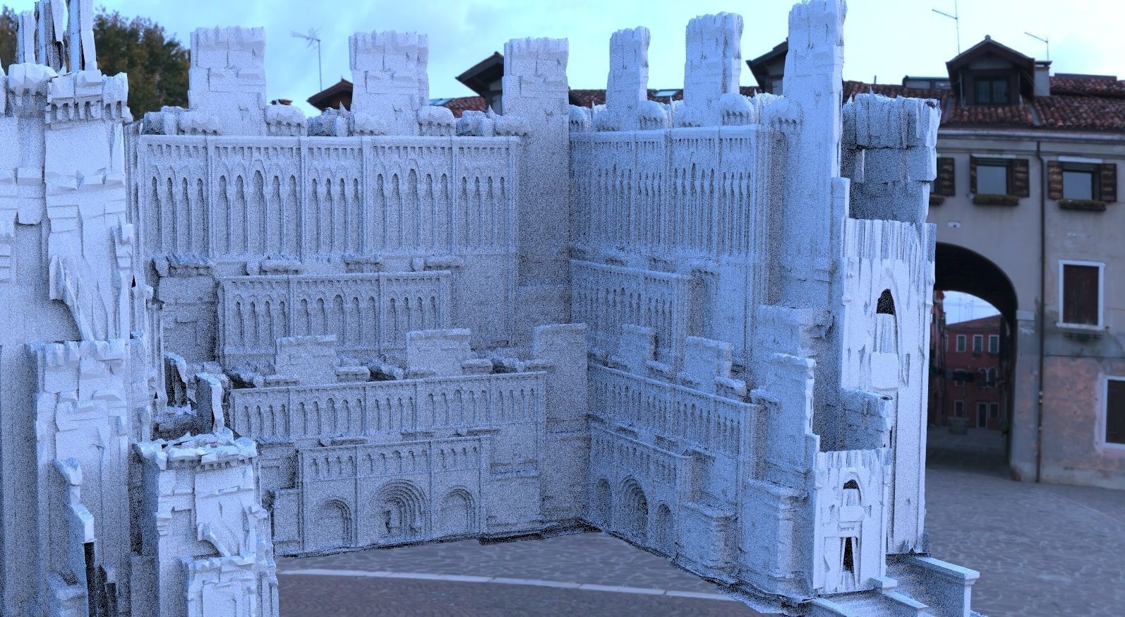 Fantasy courtyard entrance massive 3D model_1