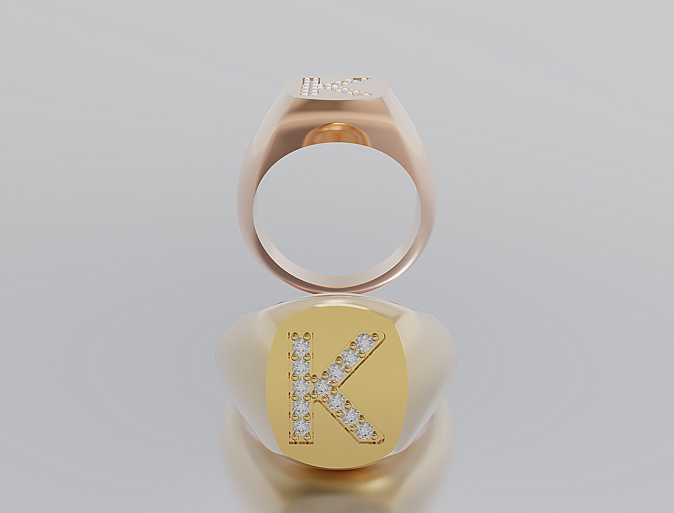 Letter Ring 3D print model_1