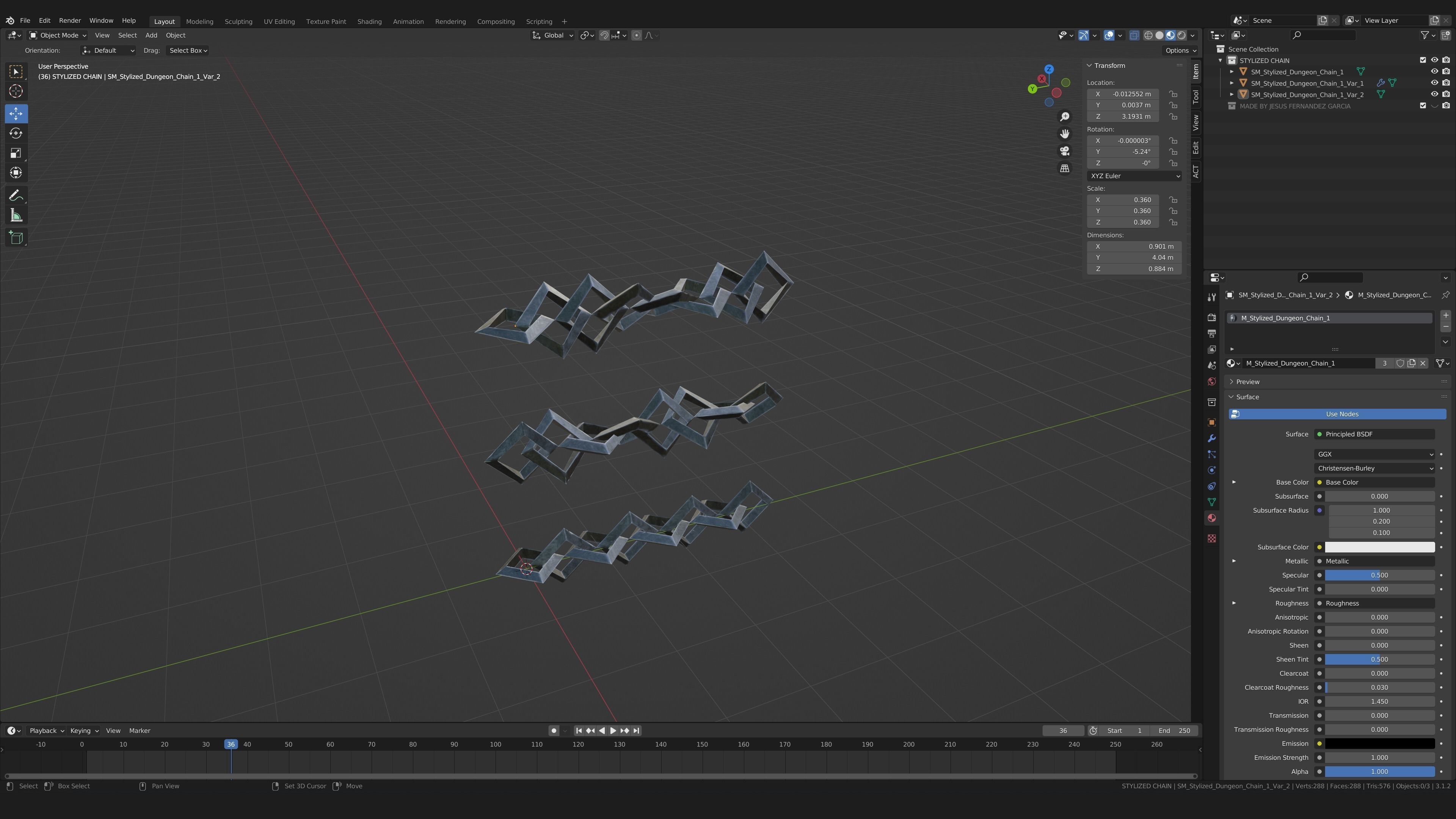 Stylized PBR Chain Small Pack - Texture Variation Low-poly 3D model_6