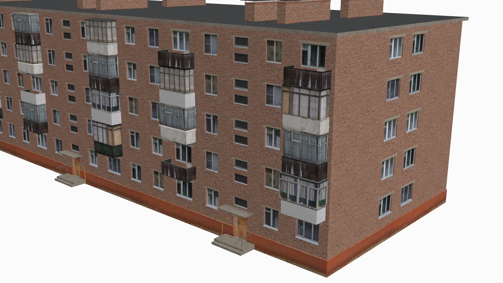 Russian Soviet brick house 2 3D model_3