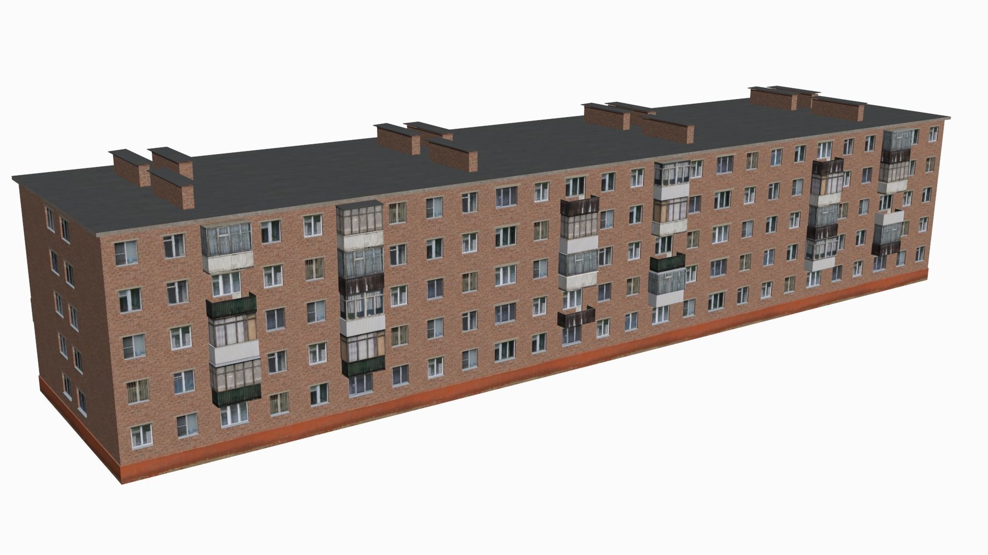 Russian Soviet brick house 2 3D model_1
