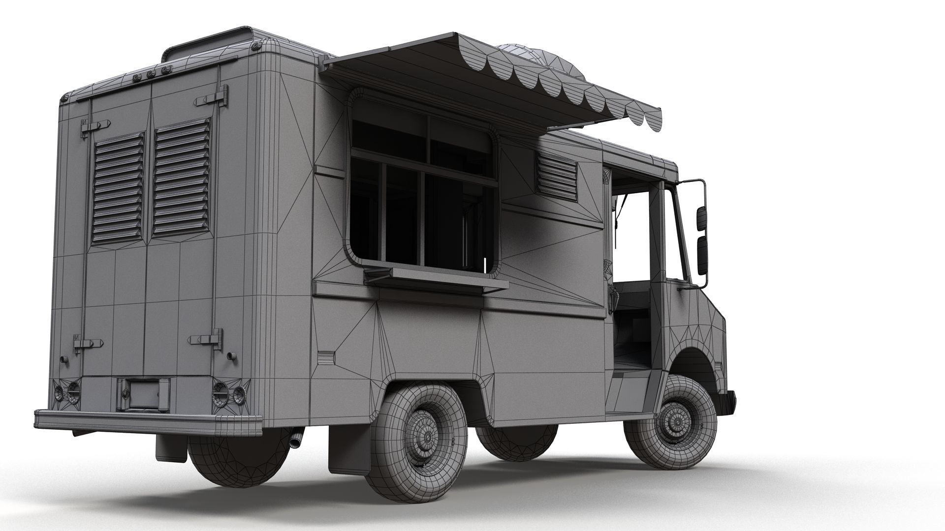 Ice Cream vintage truck Low-poly 3D model_18