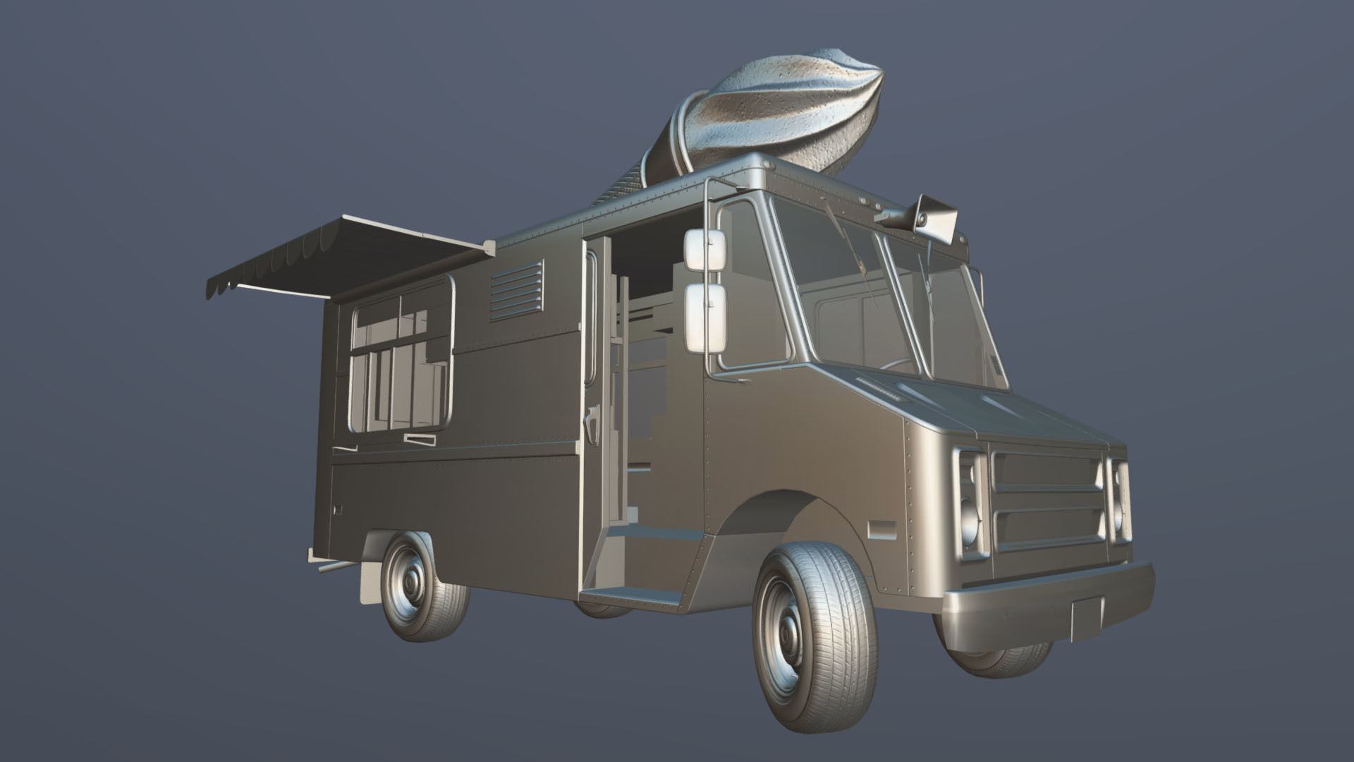 Ice Cream vintage truck Low-poly 3D model_39