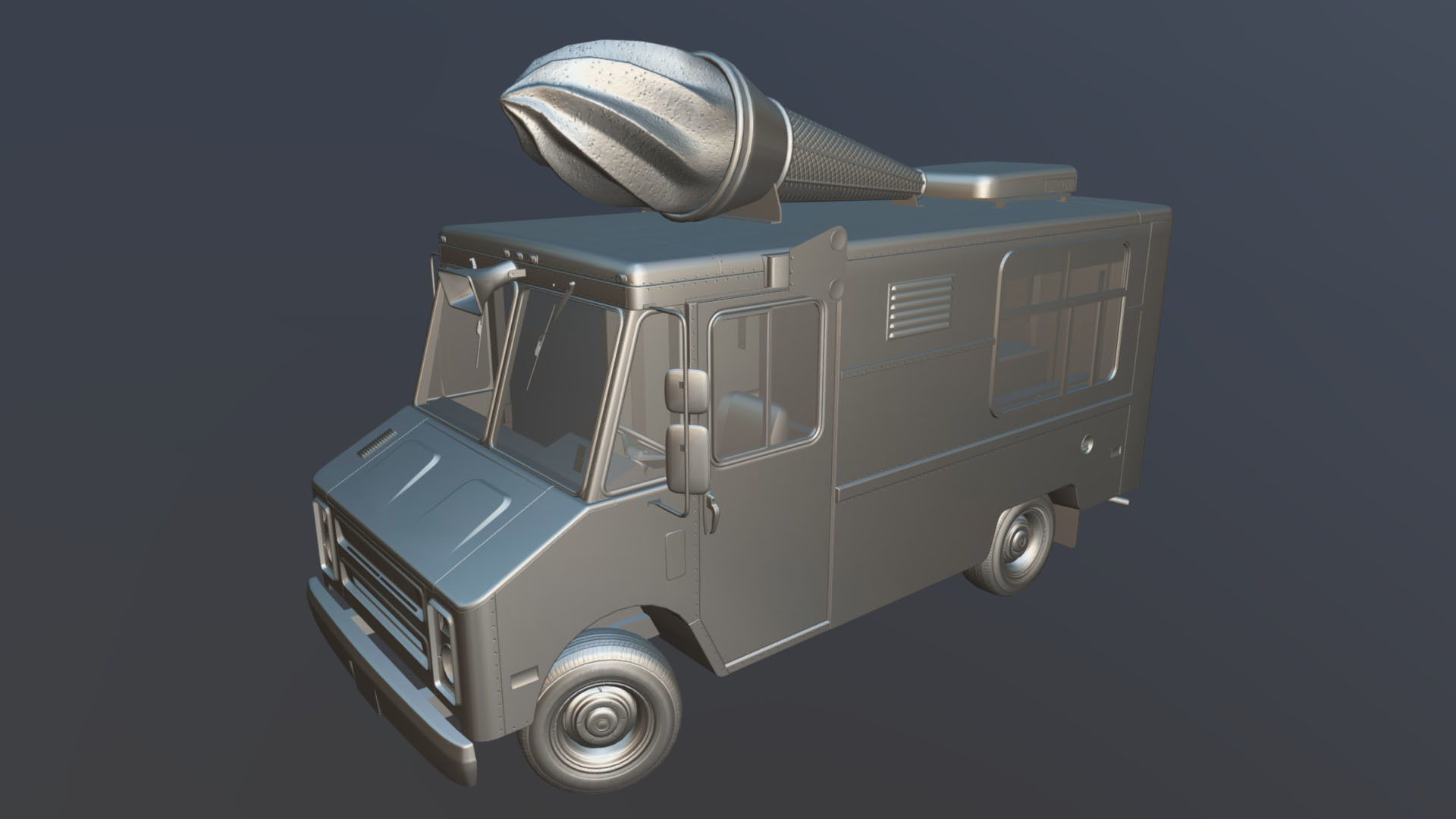 Ice Cream vintage truck Low-poly 3D model_36